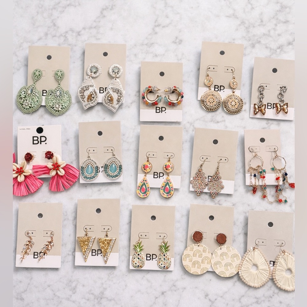 BP Nordstrom earring a lot Assorted Earrings Set - Gold, Silver, Pink, Green NEW